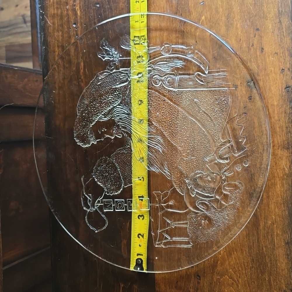 Vintage. Santa/Noel 13" Glass Serving Platter - Picture 1 of 6